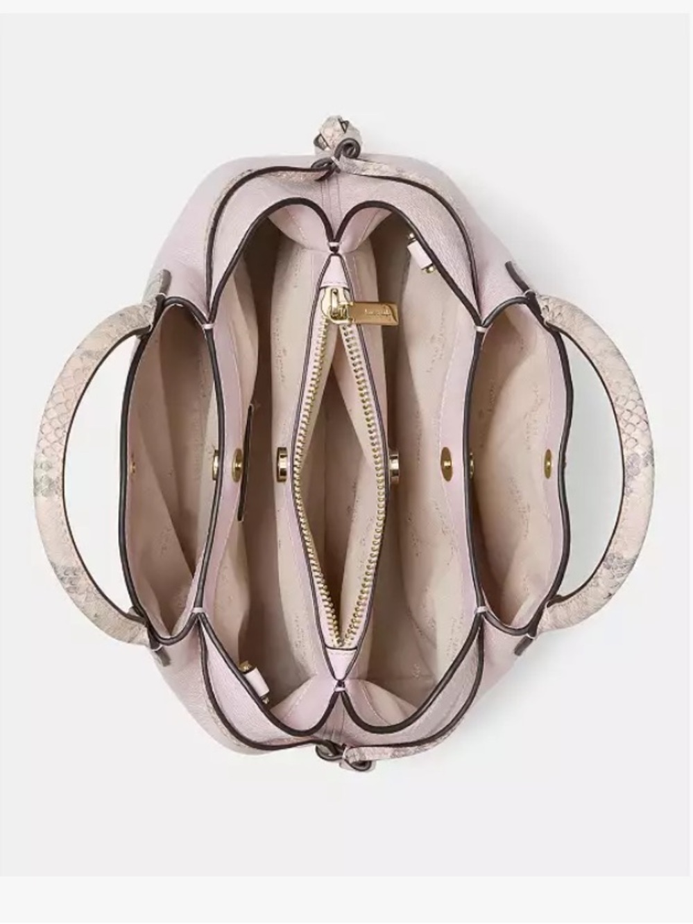 kate spade Pebbled Leather Satchel in Light Pink with Snakeskin-Trim Handles - Picture 9 of 11